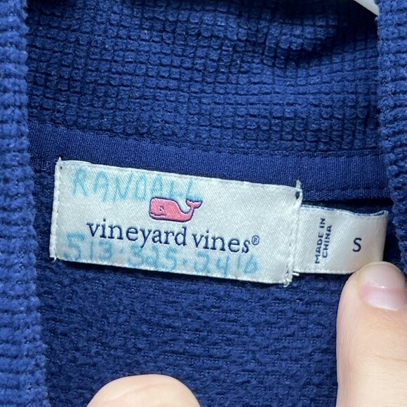 Vineyard Vines Pullover Mens Small Blue 1/4 Zip Waffle Knit Mock Neck Shirt Top - Picture 3 of 12